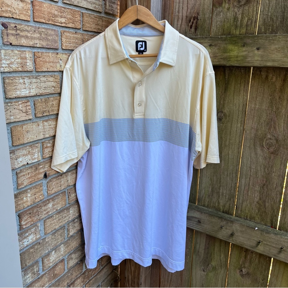 FootJoy Men's Yellow and White Polo Shirt
